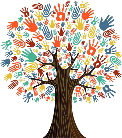 Multicolor tree of hands