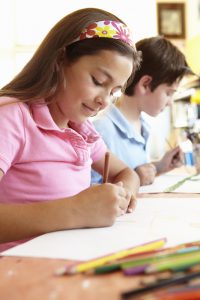 Students writing 
