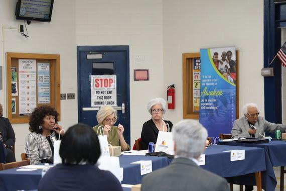 During the meeting, members of the School Board listen intently concerning matters of the district.