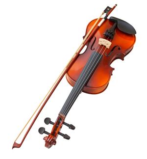 Image Showing a Traditional Fiddle/Violin With a Bow