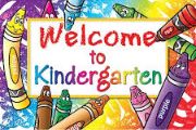  Image of crayons used as a border with: Welcome to Kindergarten centered in the middle.